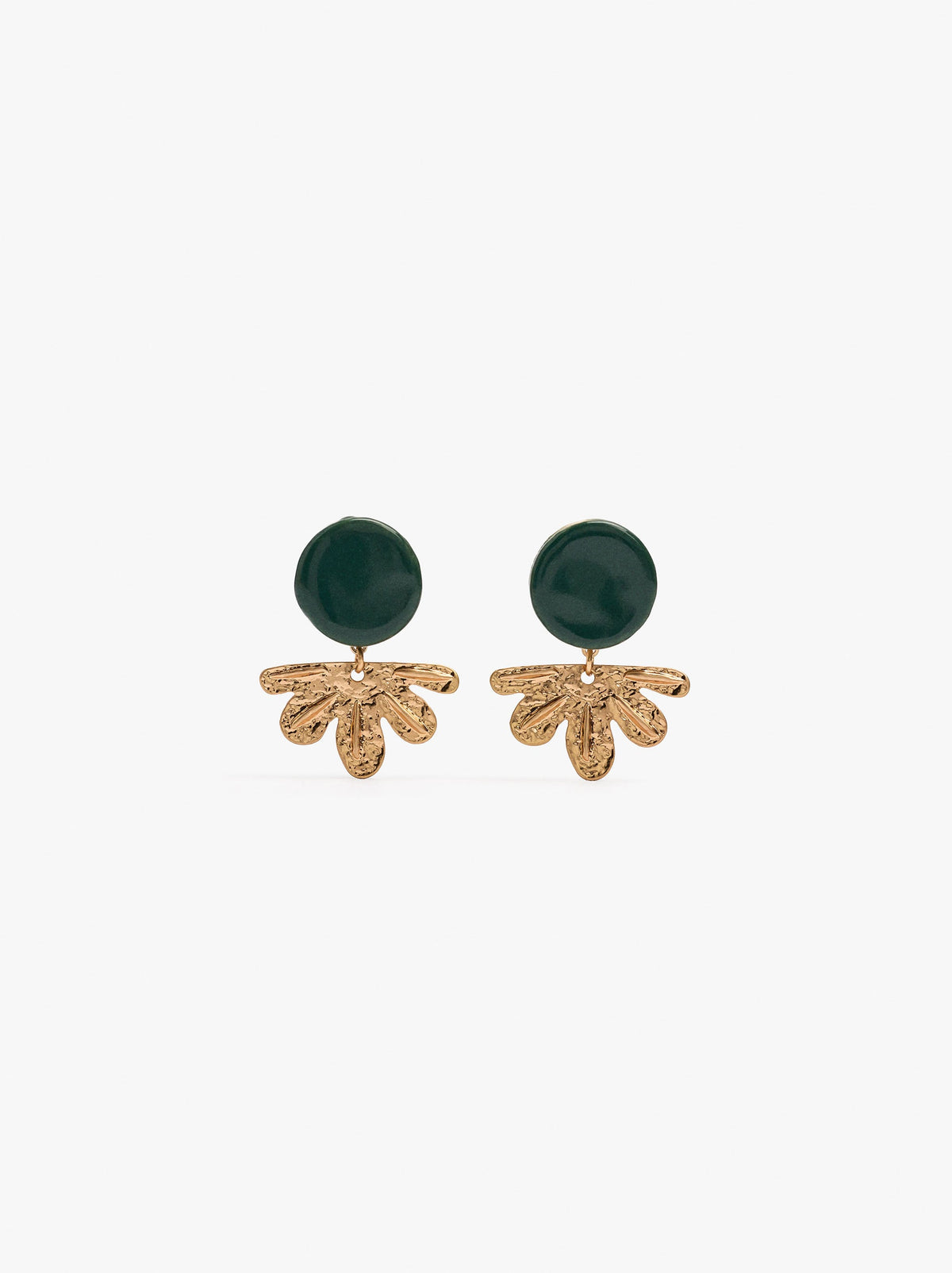 Round Earrings With Half-Flower