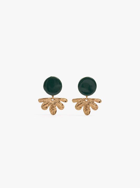 Round Earrings With Half-Flower