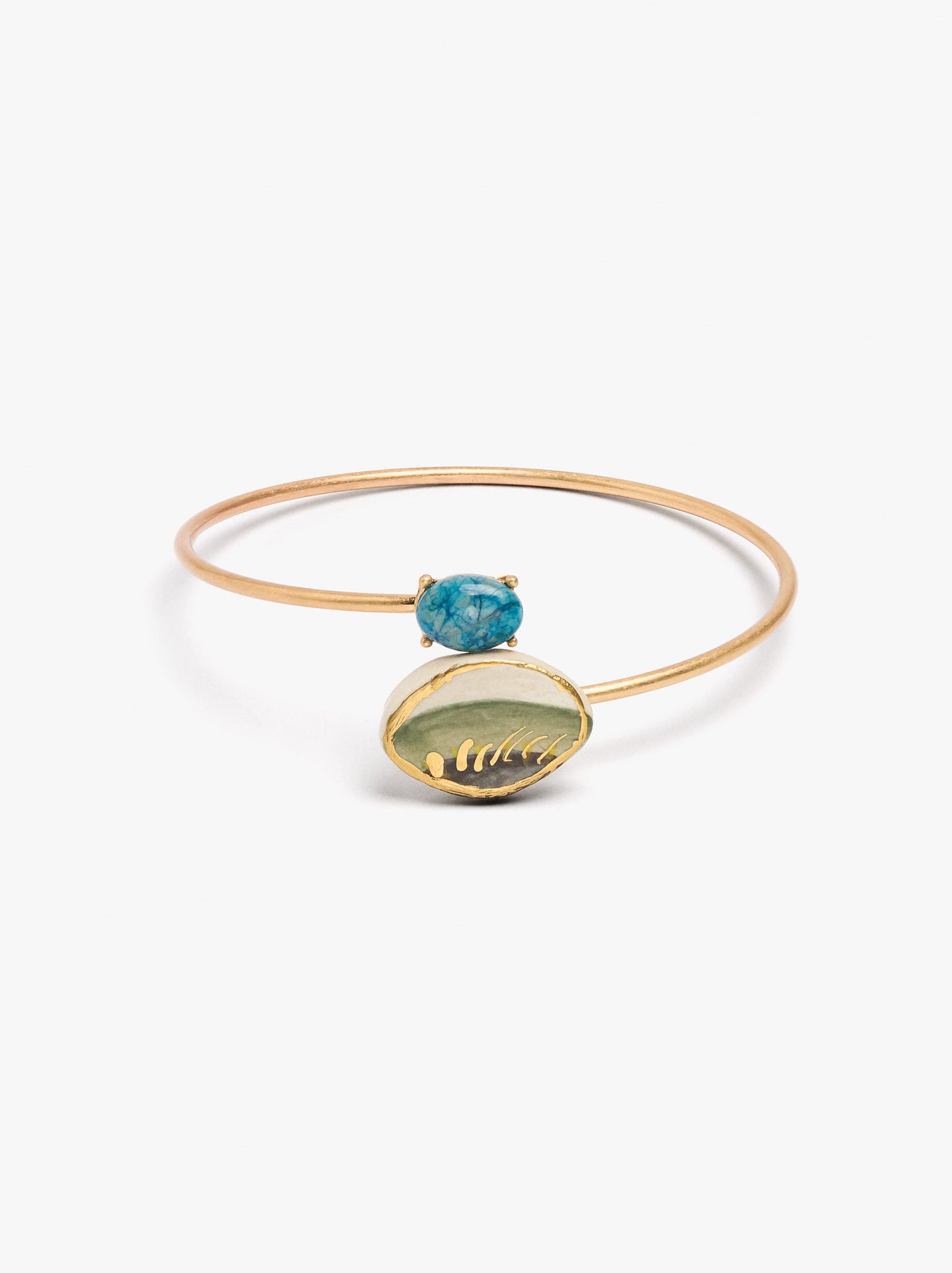 Crossed Bracelet With Stone And Ceramic
