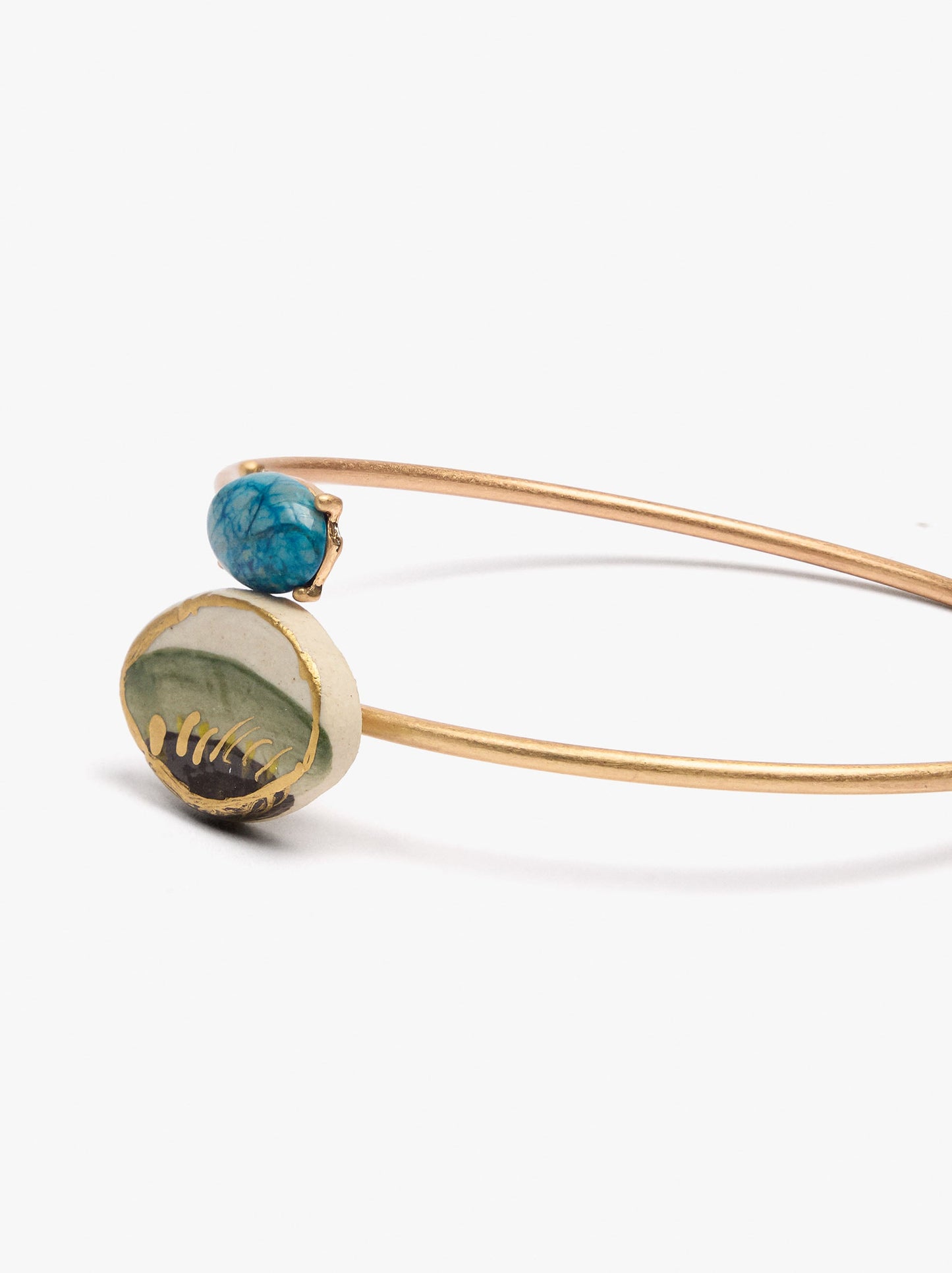 Crossed Bracelet With Stone And Ceramic