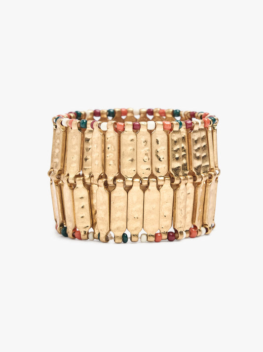 Wide Bracelet With Bars And Beads