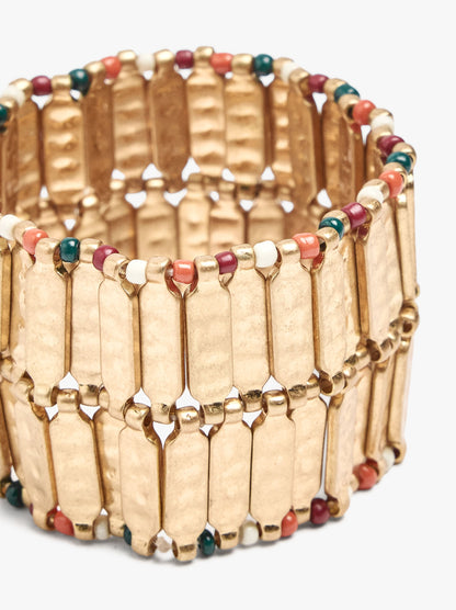 Wide Bracelet With Bars And Beads