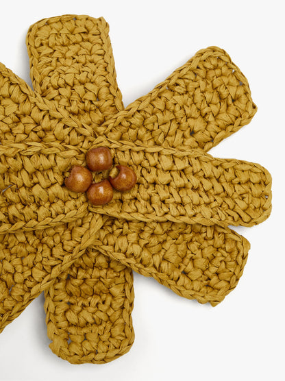 Brooch With Paper Straw Flower