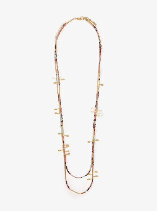 Double Segmented Necklace With Beads