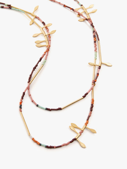 Double Segmented Necklace With Beads