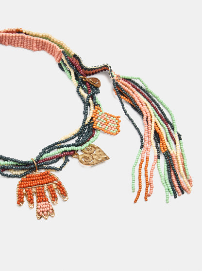 Beaded Multi-Collar With Pendants