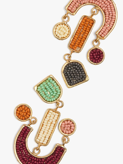 Asymmetric Earrings With Beads