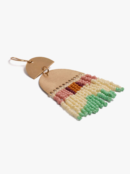 Earrings Semicircles Fringes With Beads