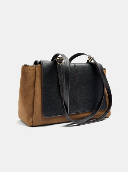 Leather-Effect Tote Bag With Double Flaps