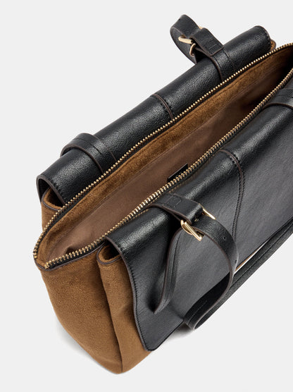 Leather-Effect Tote Bag With Double Flaps