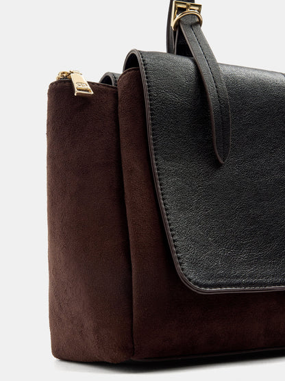 Leather-Effect Tote Bag With Double Flaps