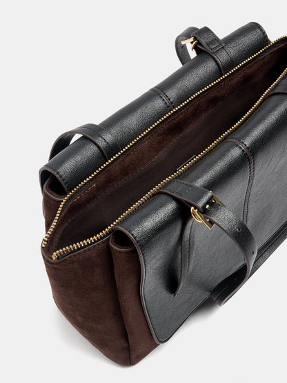 Leather-Effect Tote Bag With Double Flaps