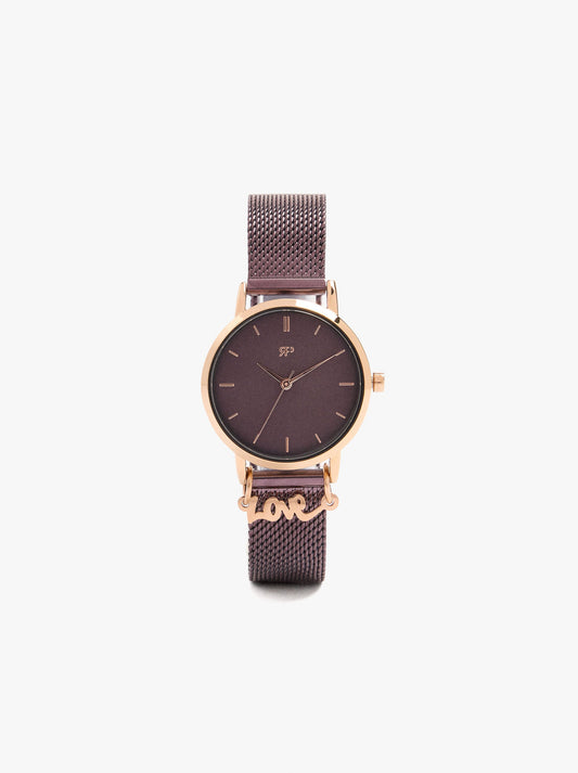 Watch With Steel Mesh Strap And Charm