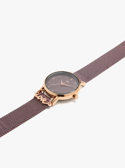 Watch With Steel Mesh Strap And Charm