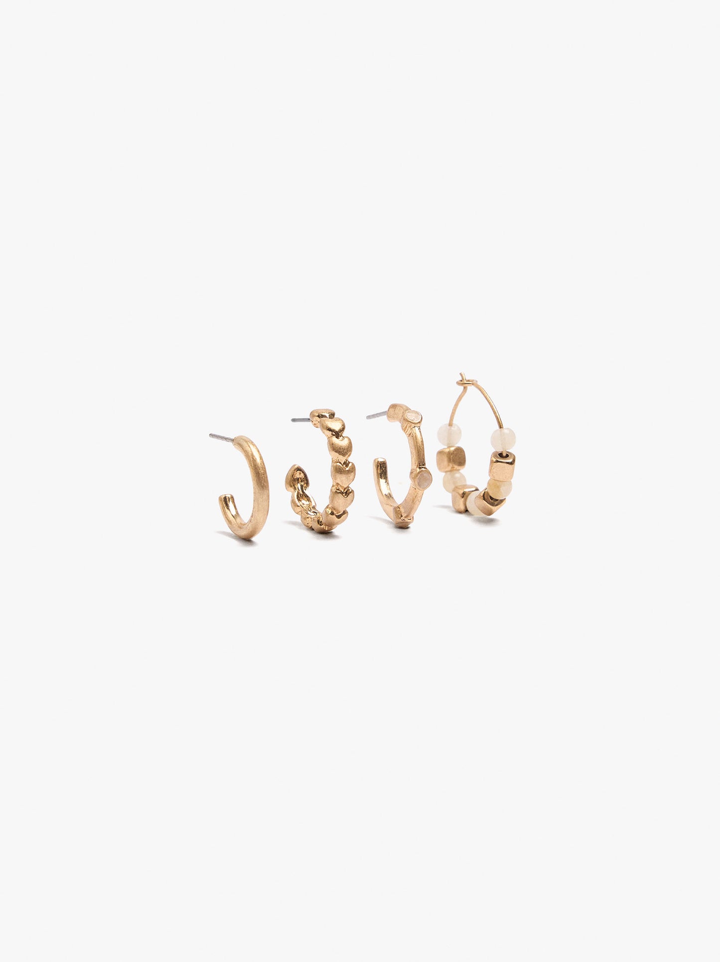 Set Of Four Hoop Earrings With Resin