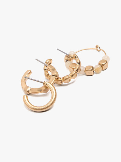 Set Of Four Hoop Earrings With Resin