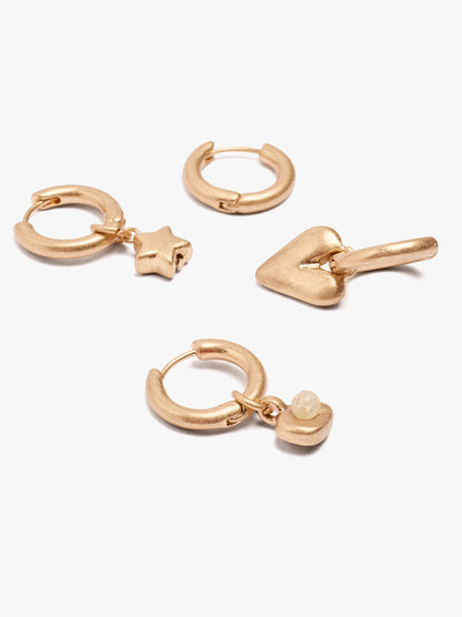 Set Of Hoop Earrings With Assorted Pendants