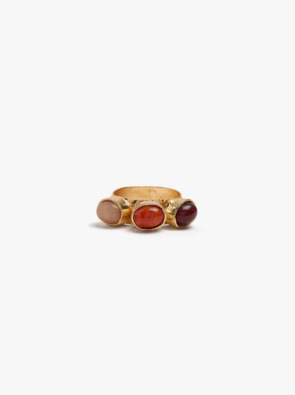 Ring With Embossed Oval Stones