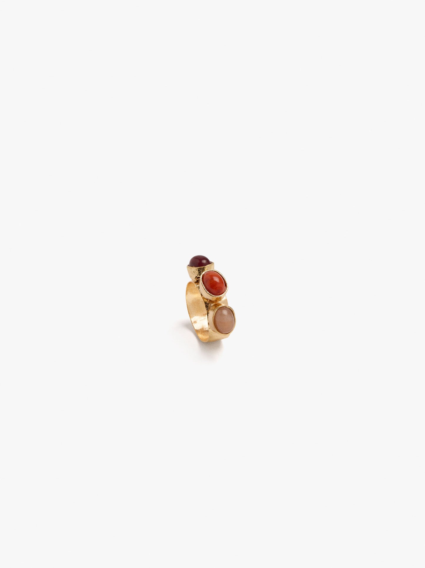 Ring With Embossed Oval Stones