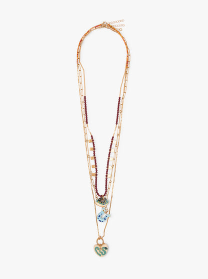 Set Of Three Necklaces With Ceramic Pendants