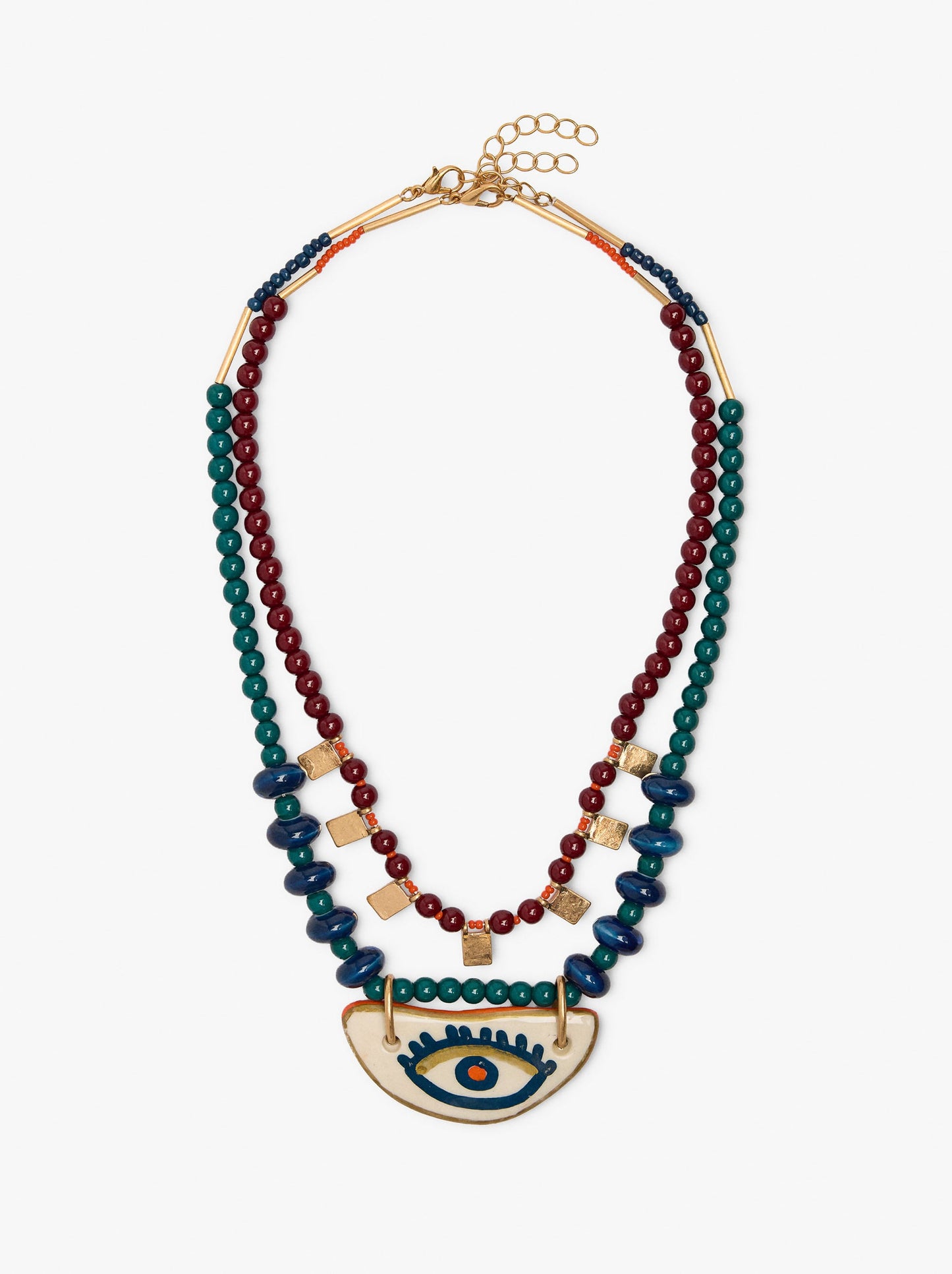 Set Of Necklaces With Bead Eye Pendant