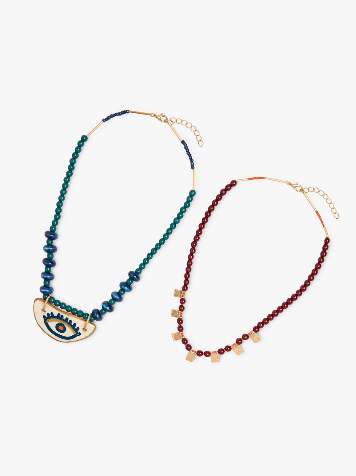 Set Of Necklaces With Bead Eye Pendant