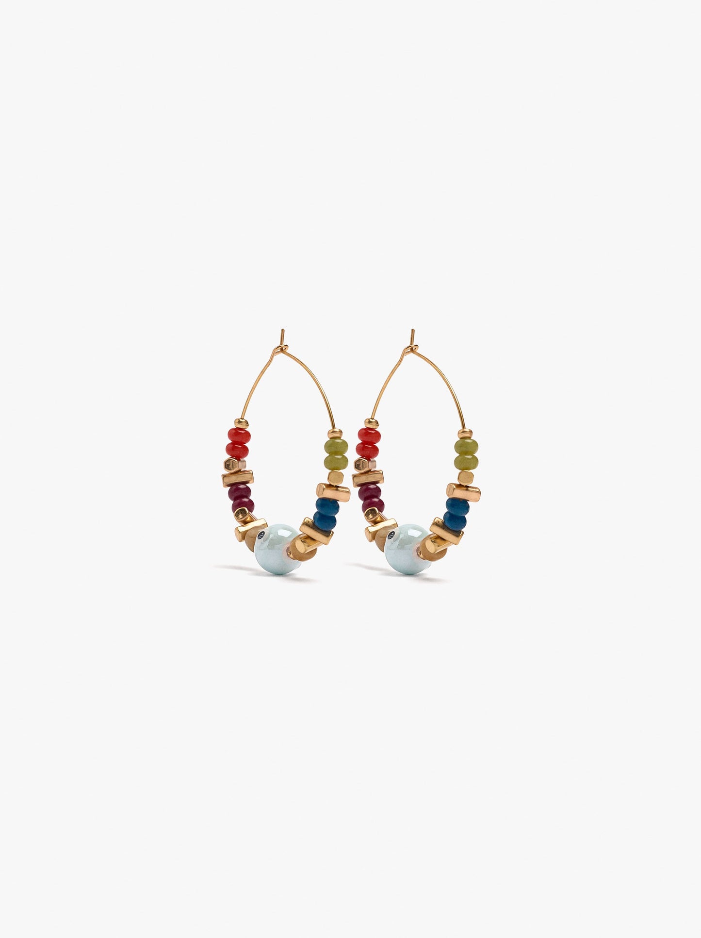 Thin Hoop With Ceramic Bead