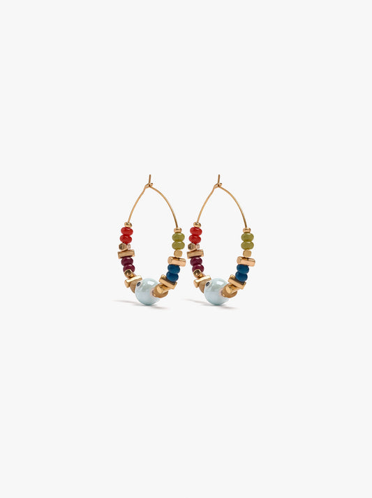 Thin Hoop With Ceramic Bead