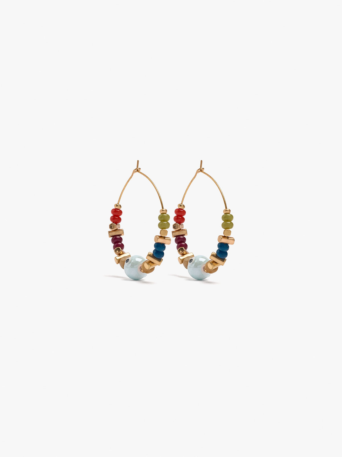 Thin Hoop With Ceramic Bead