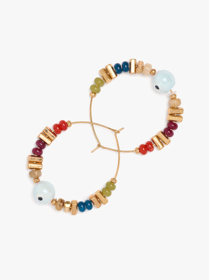 Thin Hoop With Ceramic Bead