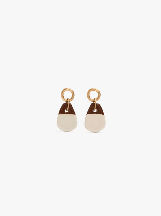 Oval Pendant Earrings With Ceramic