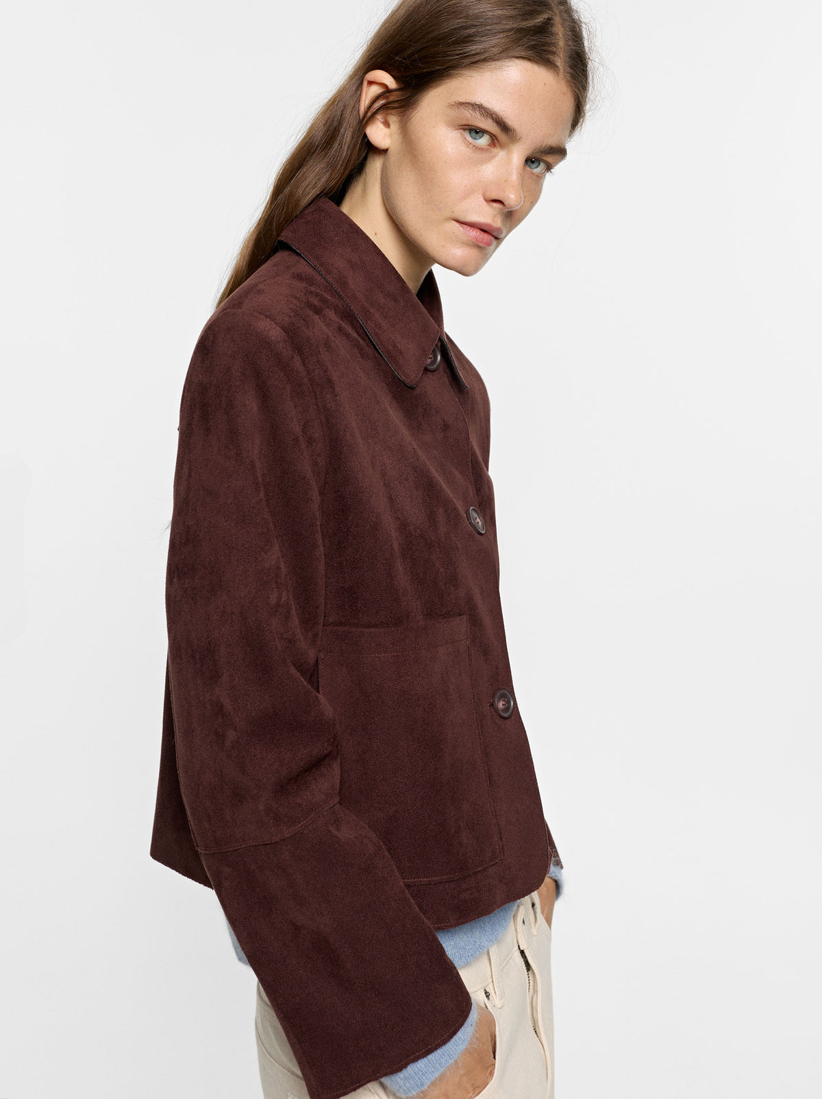 Leather-Effect Jacket With Patch Pockets