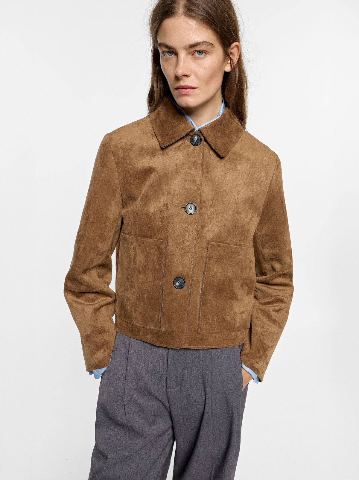 Leather-Effect Jacket With Patch Pockets