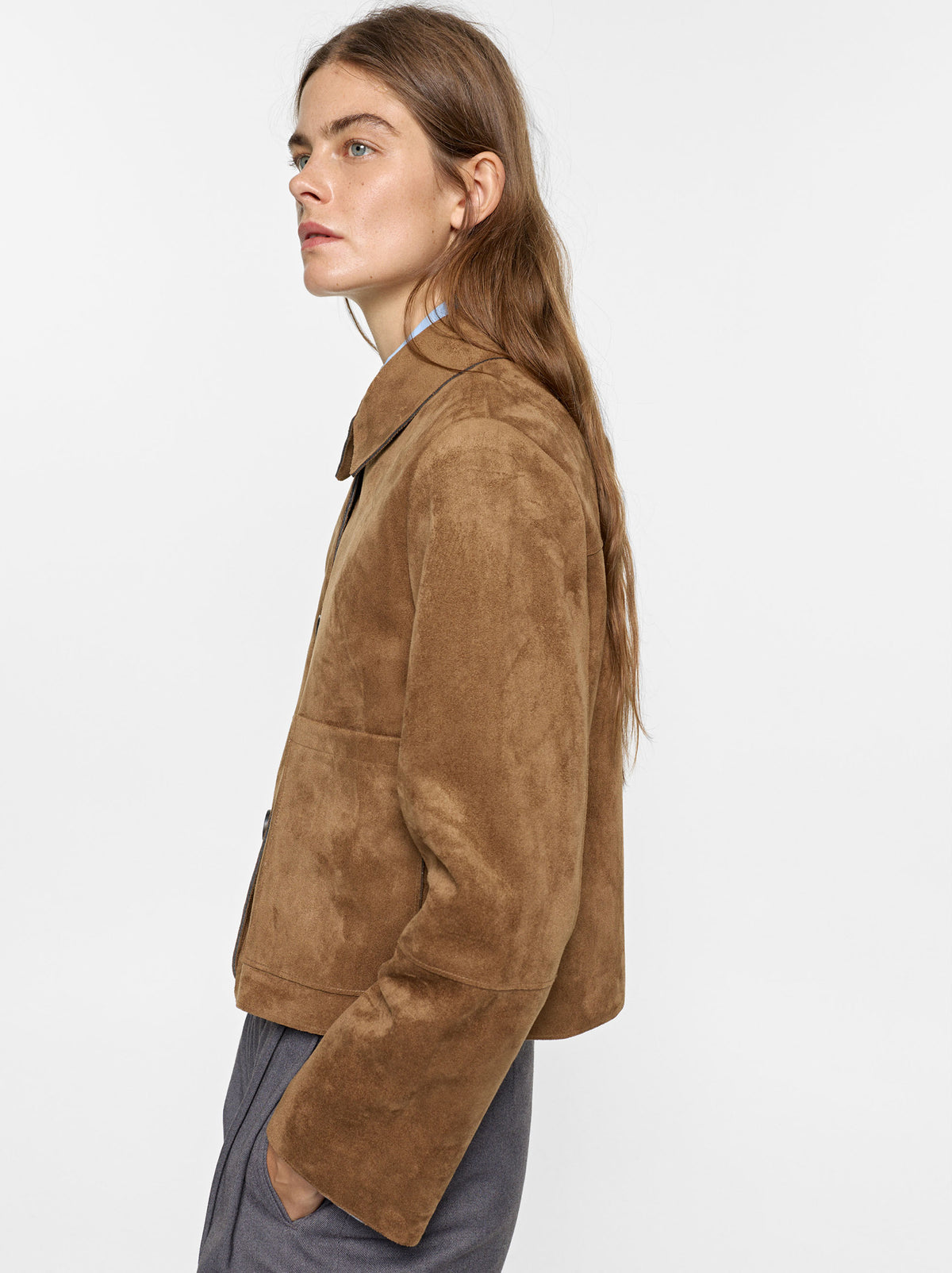 Leather-Effect Jacket With Patch Pockets