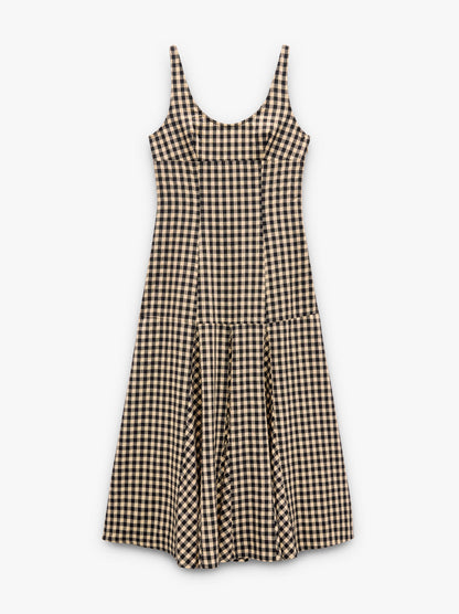Vichy Check Midi Dress