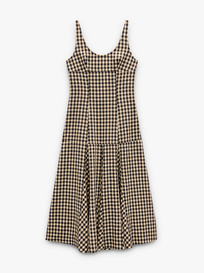 Vichy Check Midi Dress