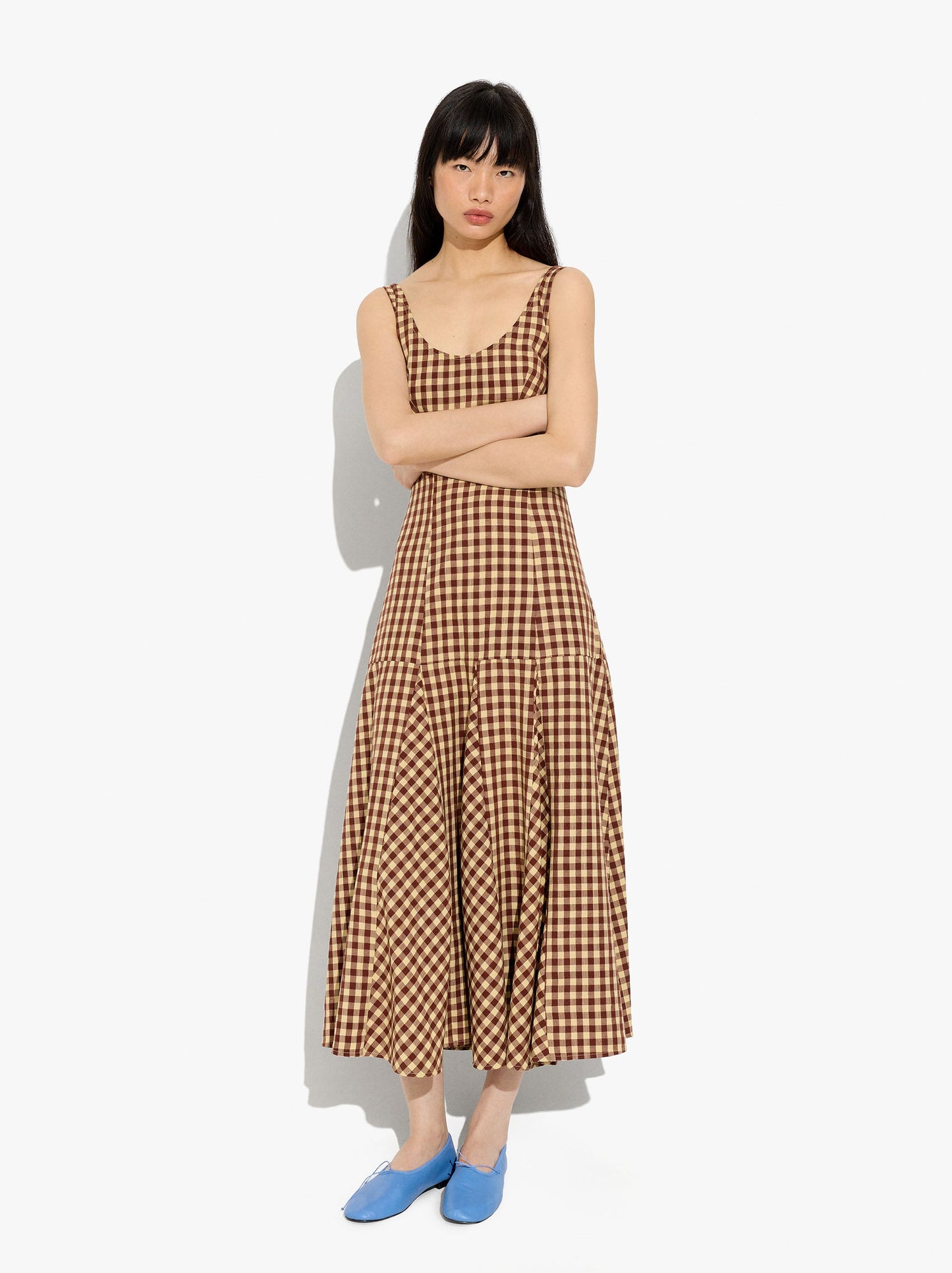 Vichy Check Midi Dress