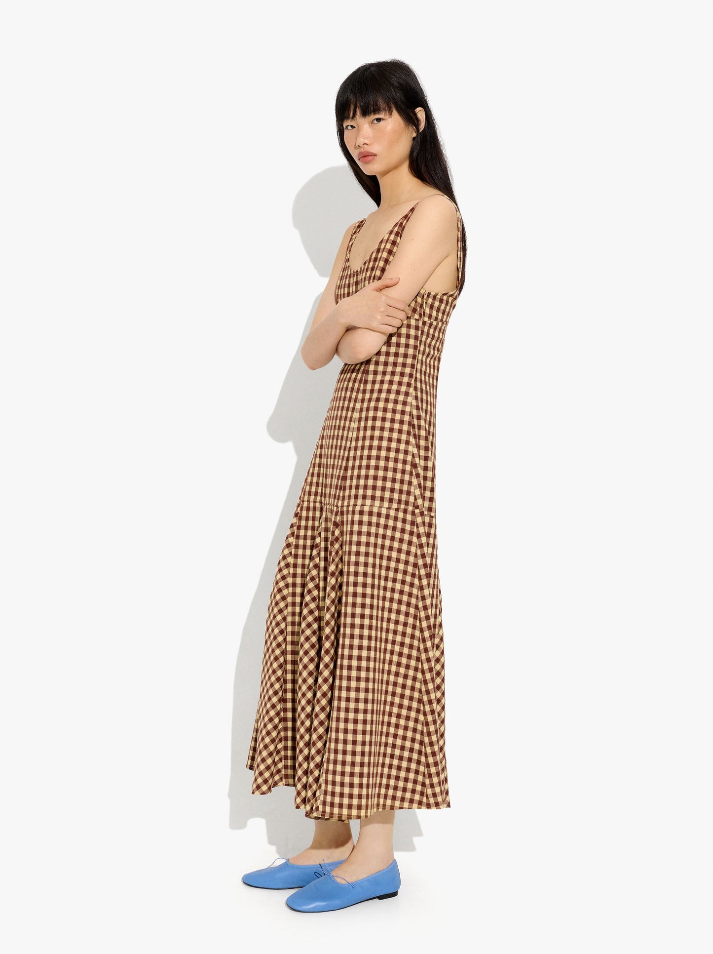Vichy Check Midi Dress