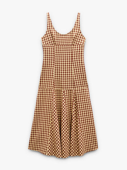 Vichy Check Midi Dress