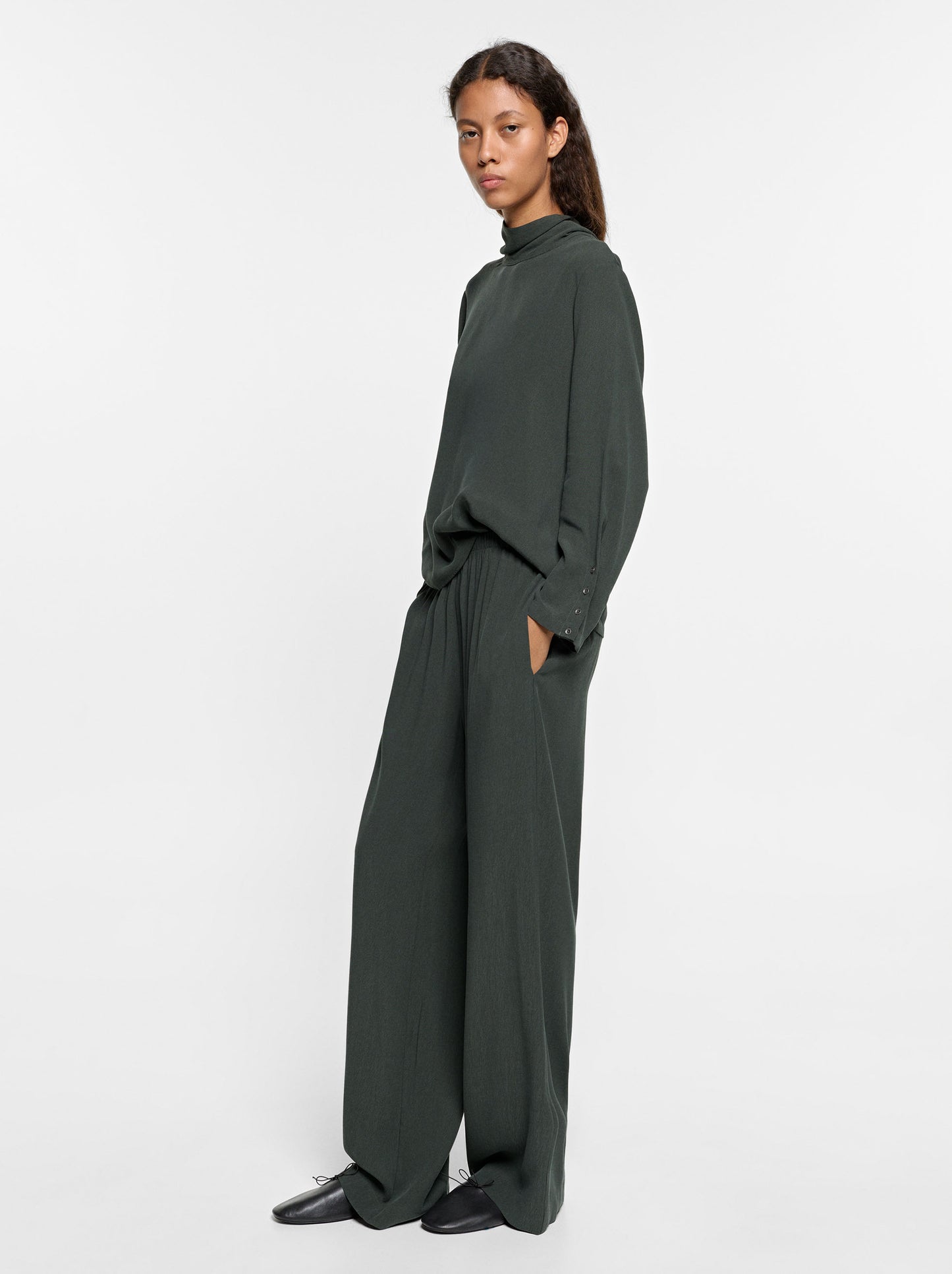 Plain Blouse With High Neck