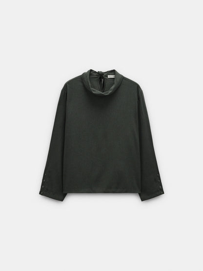 Plain Blouse With High Neck