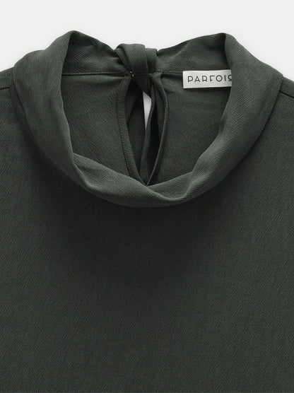Plain Blouse With High Neck