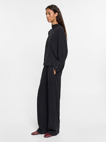 Plain Blouse With High Neck