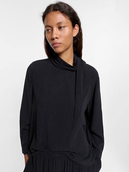 Plain Blouse With High Neck