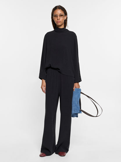 Plain Blouse With High Neck