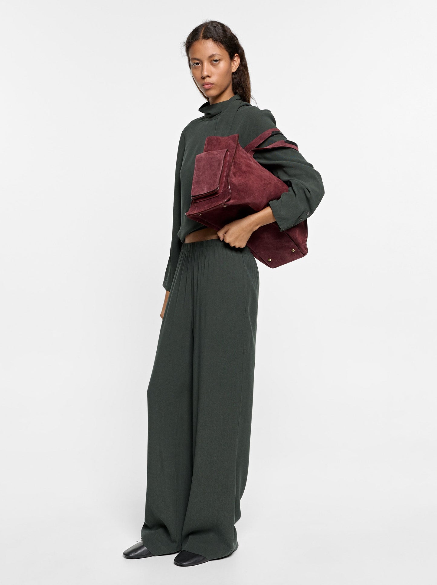 Plain Trousers With Elastic Waist