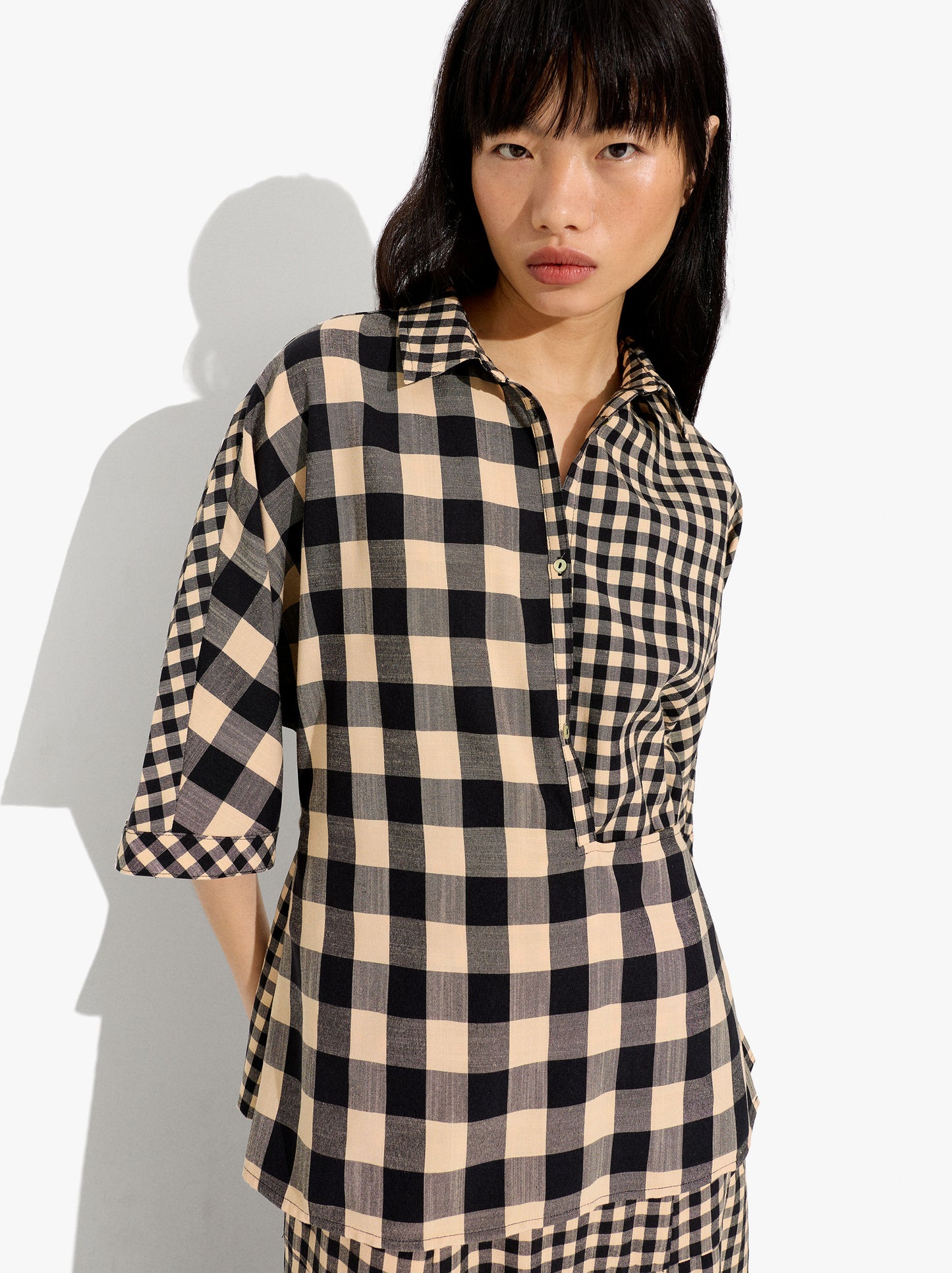 Contrast Shirt With Vichy Squares