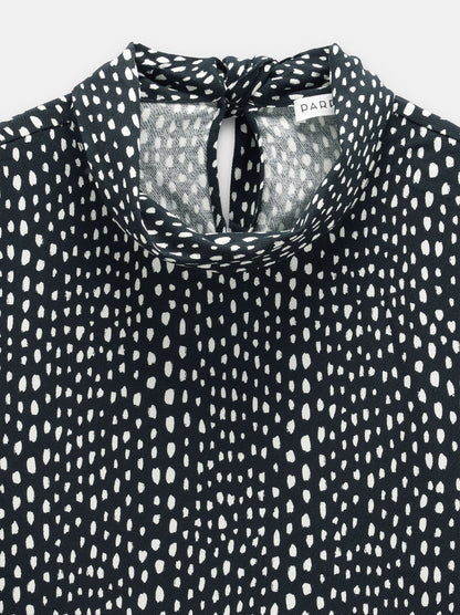 Printed High-Neck Blouse