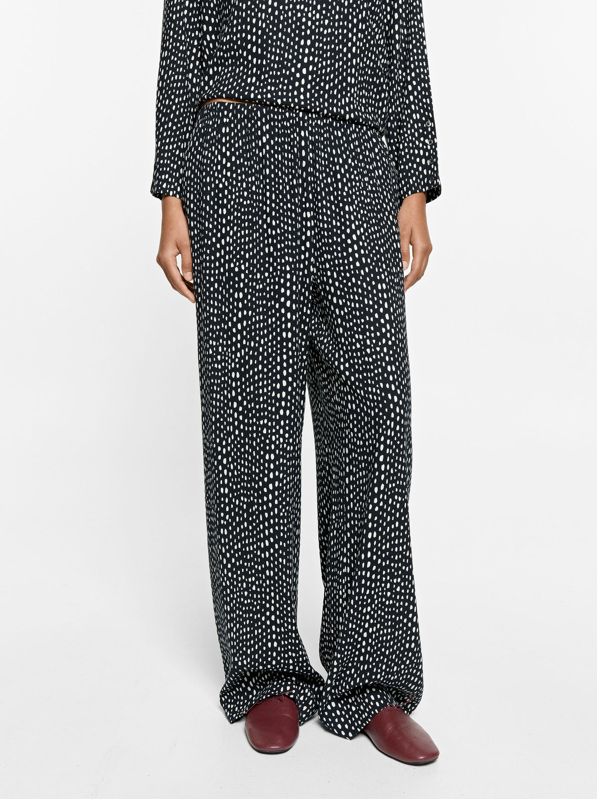 Printed Elastic Waist Trousers