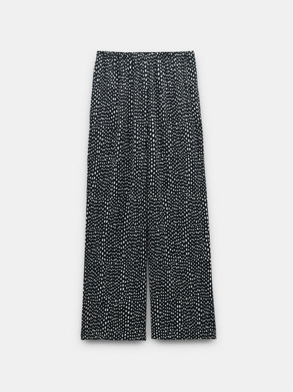 Printed Elastic Waist Trousers